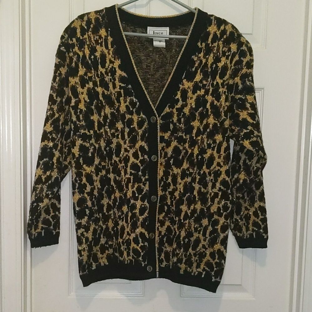 Joyce Sportswear animal print cardigan Sz M